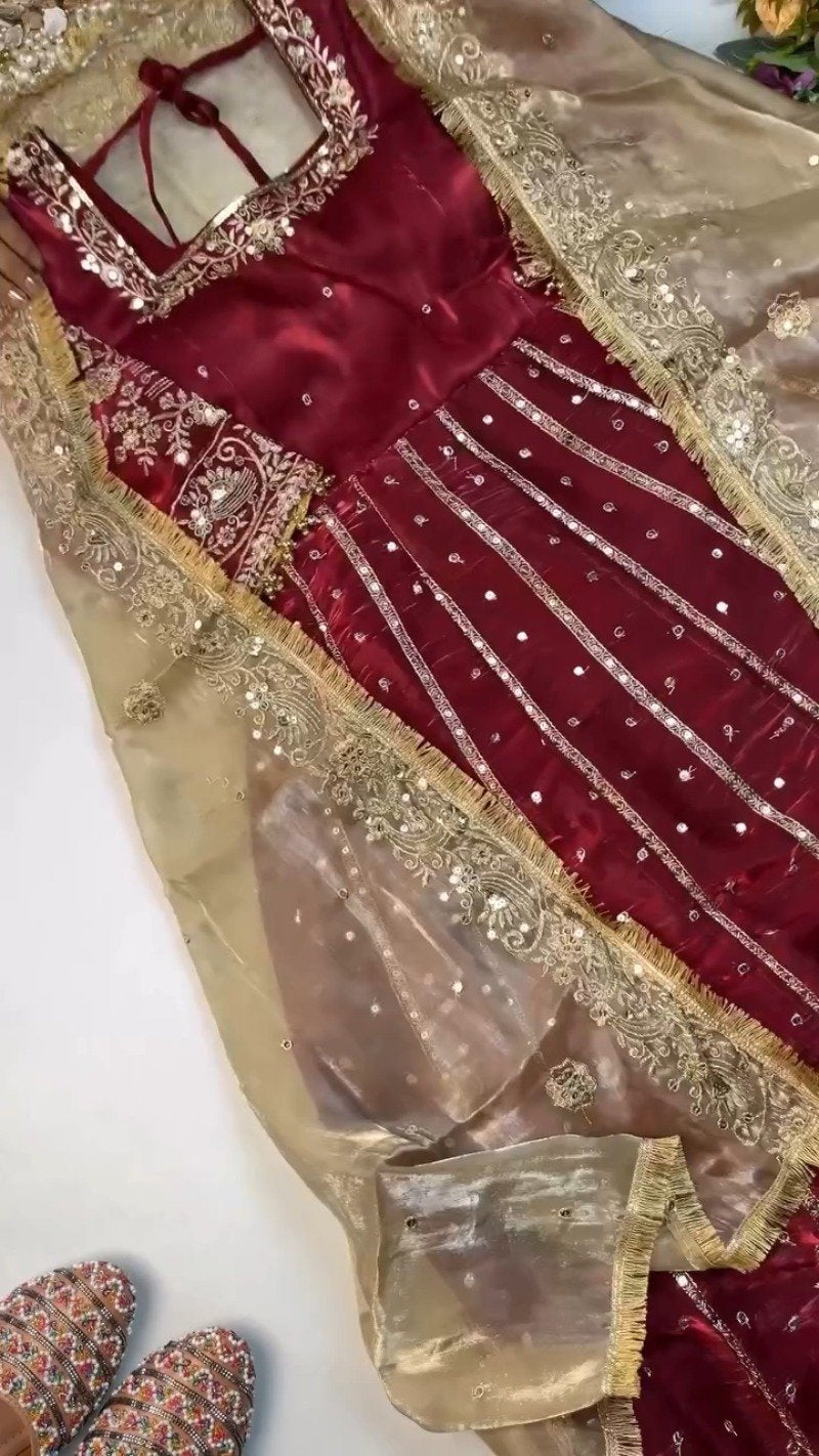 Regal Embroidered Silk Kurta & Dupatta Ensemble – Available in Burgundy & Midnight Black