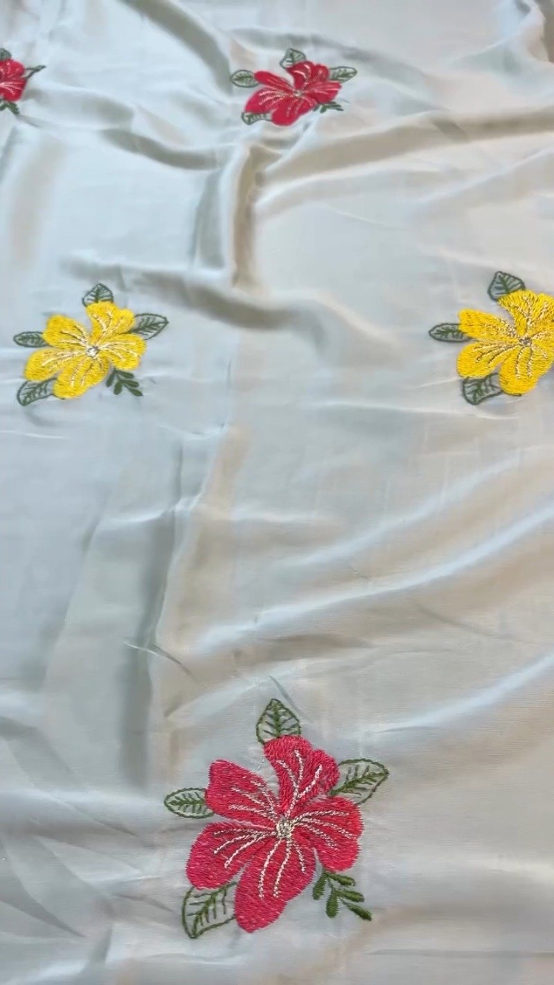 Sunshine Yellow Blouse with Floral Embroidered Saree – Available in Yellow & Floral Multi