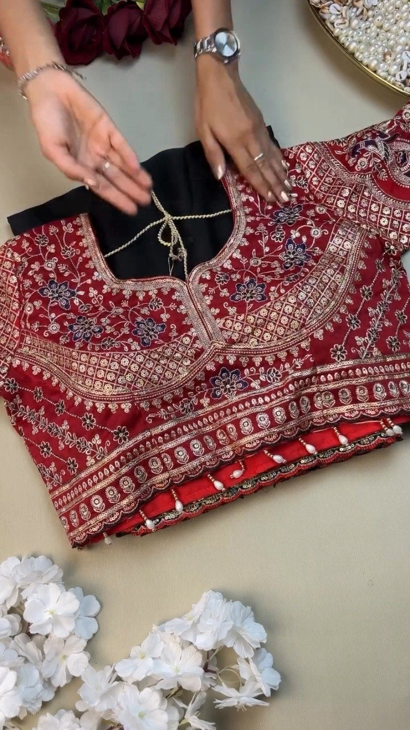 Royal Crimson Zardosi Embroidered Designer Blouse