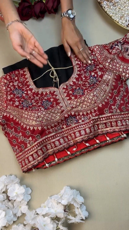 Royal Crimson Zardosi Embroidered Designer Blouse