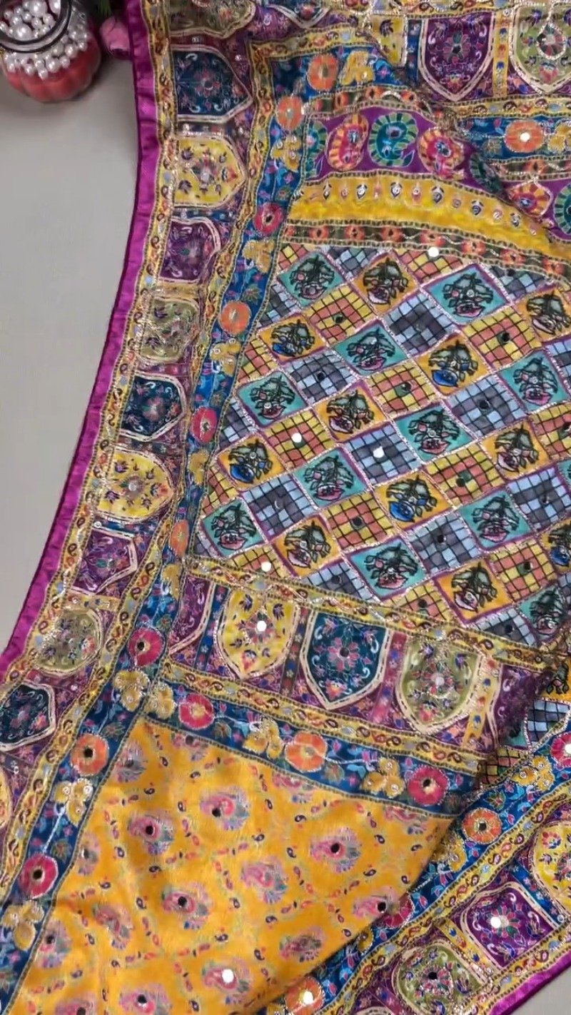 Vibrant Multicoloured Rajasthani Patola-Inspired Silk Lehenga Set – Available in Radiant Yellow & Royal Magenta