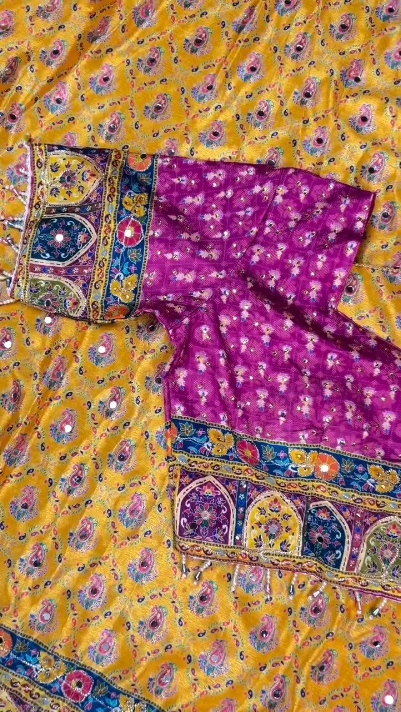 Vibrant Multicoloured Rajasthani Patola-Inspired Silk Lehenga Set – Available in Radiant Yellow & Royal Magenta