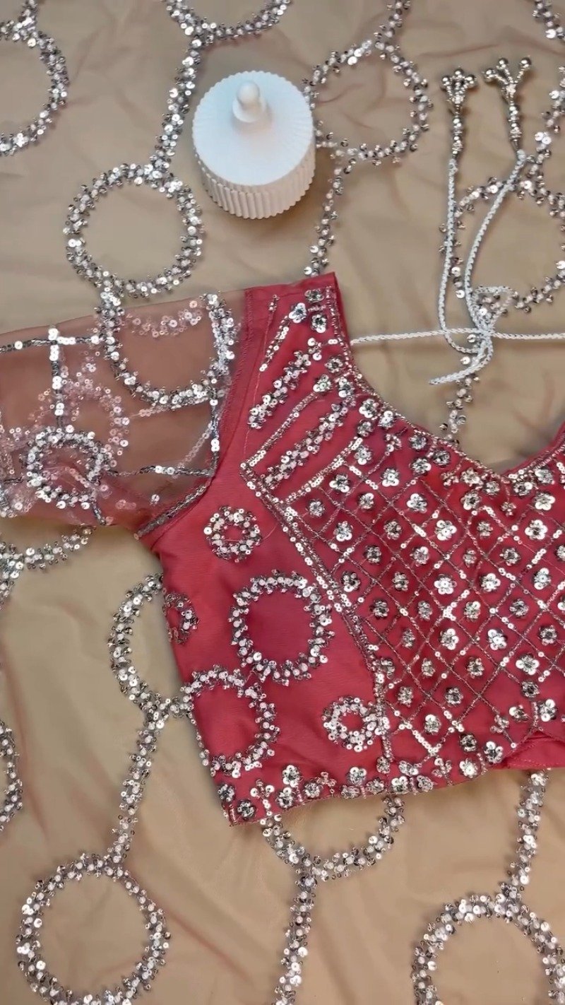 Enchanting Rose-Dust Embellished Sequined Ensemble – Available in Rose-Dust & Champagne Gold