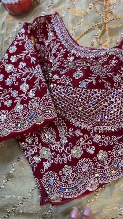Royal Velvet & Shimmer Organza Ethnic Set with Intricate Sequins Embroidery