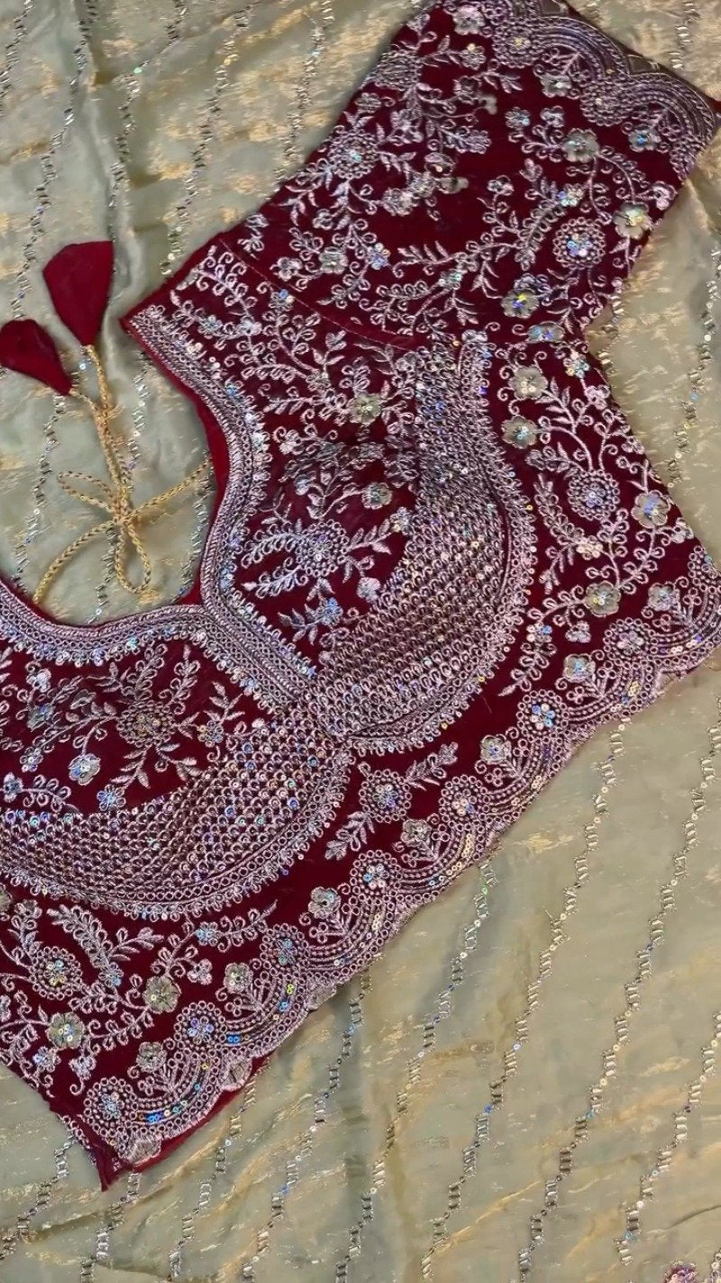 Royal Velvet & Shimmer Organza Ethnic Set with Intricate Sequins Embroidery