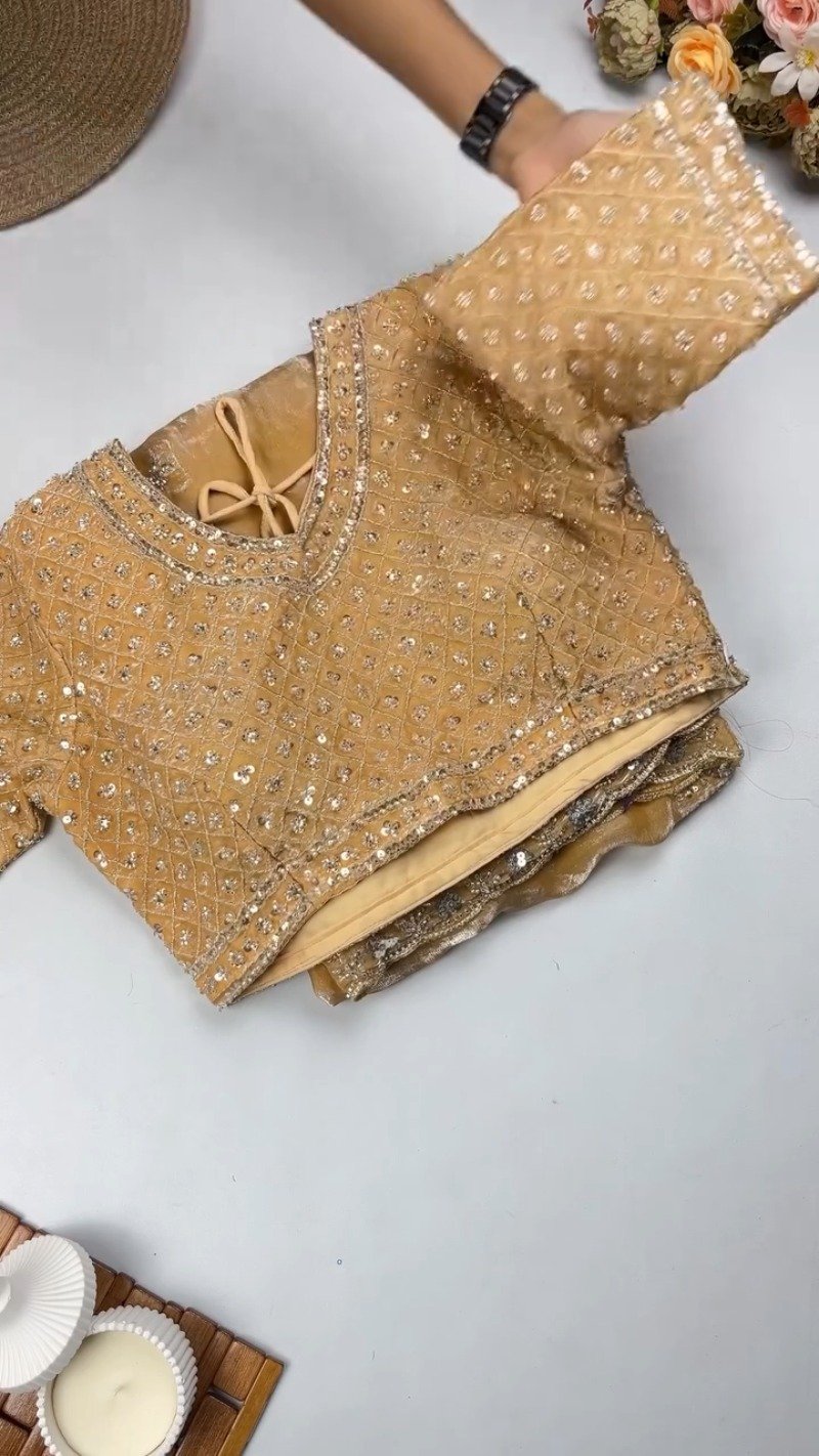 Opulent Velvet Sequined Festive Saree Set – Available in Mustard Gold, Royal Blue, Olive Green & Regal Red