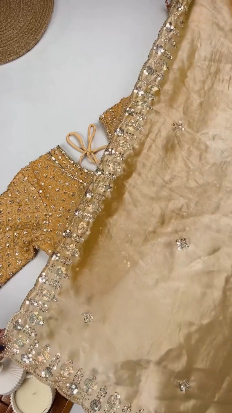 Opulent Velvet Sequined Festive Saree Set – Available in Mustard Gold, Royal Blue, Olive Green & Regal Red