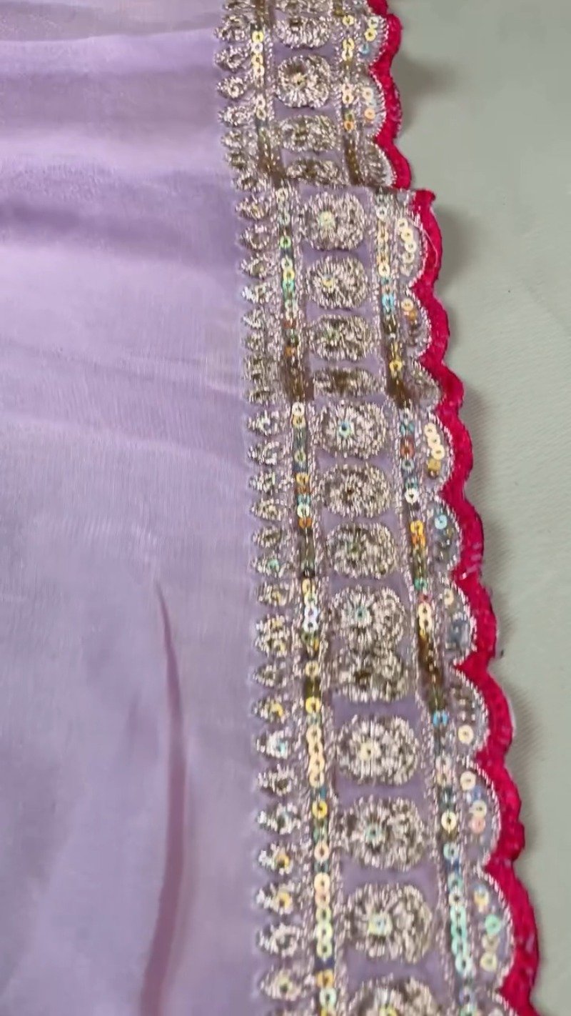 Royal Magenta & Pastel Lavender Embellished Silk Saree Set – Available in Magenta & Lavender