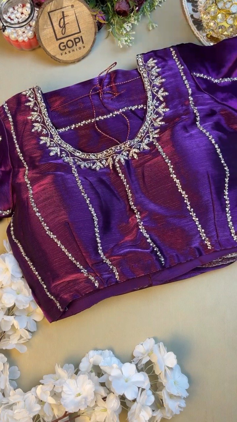 Regal Royal Purple Embroidered Saree with Embellished Blouse Set