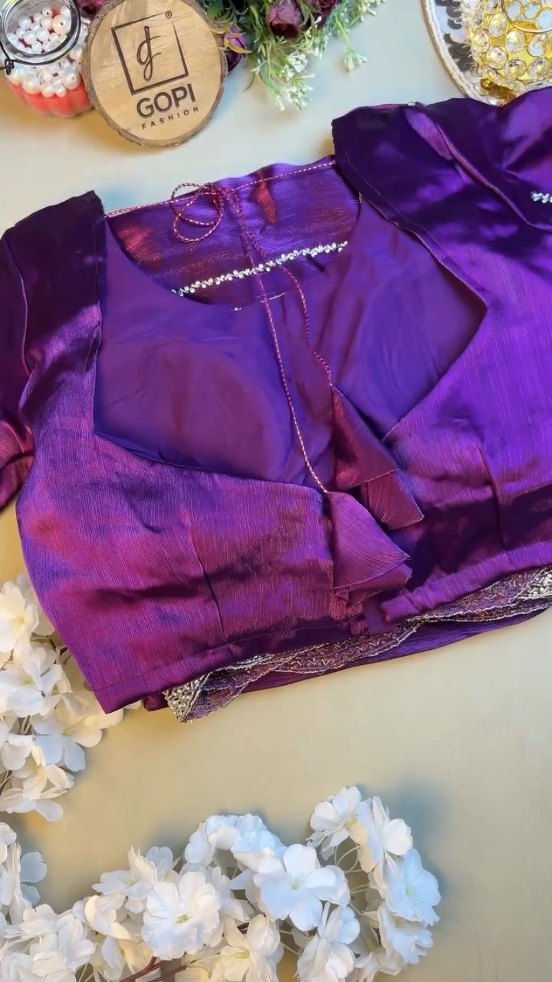 Regal Royal Purple Embroidered Saree with Embellished Blouse Set