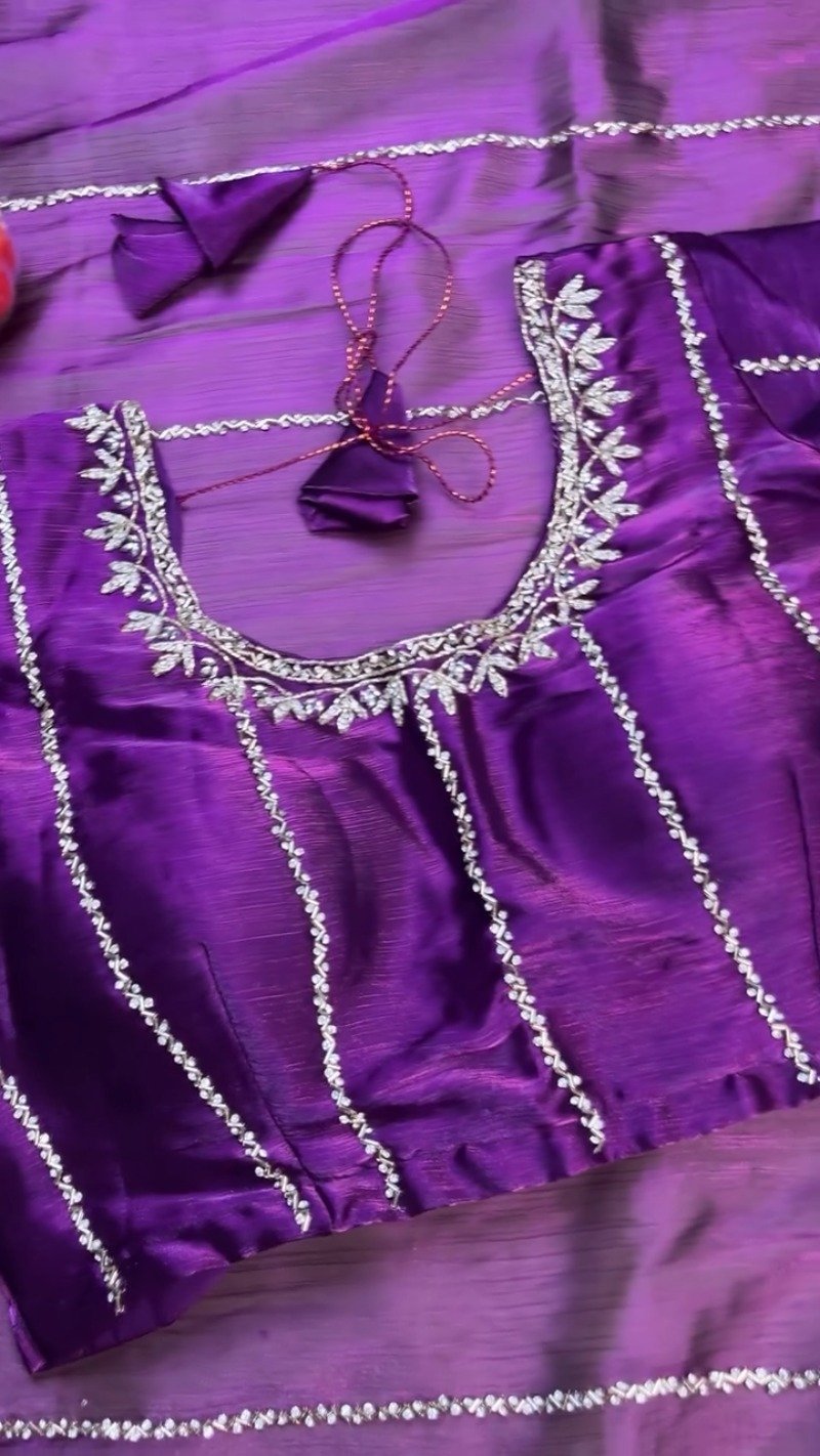 Regal Royal Purple Embroidered Saree with Embellished Blouse Set