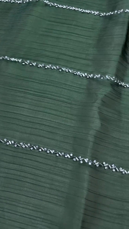 Midnight Emerald Shimmer Embellished Kurta Set