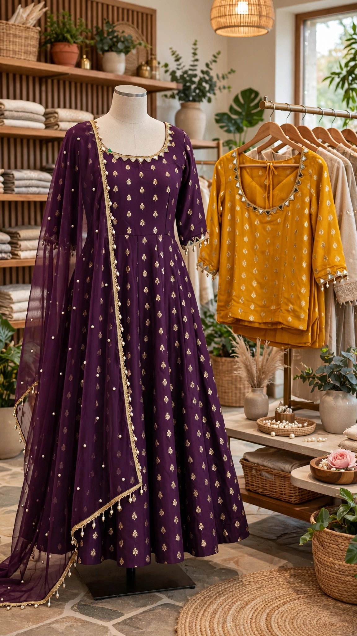 Aurelia Gold & Royal Purple Gota Patti Kurta Set – Available in Mustard Yellow & Royal Purple