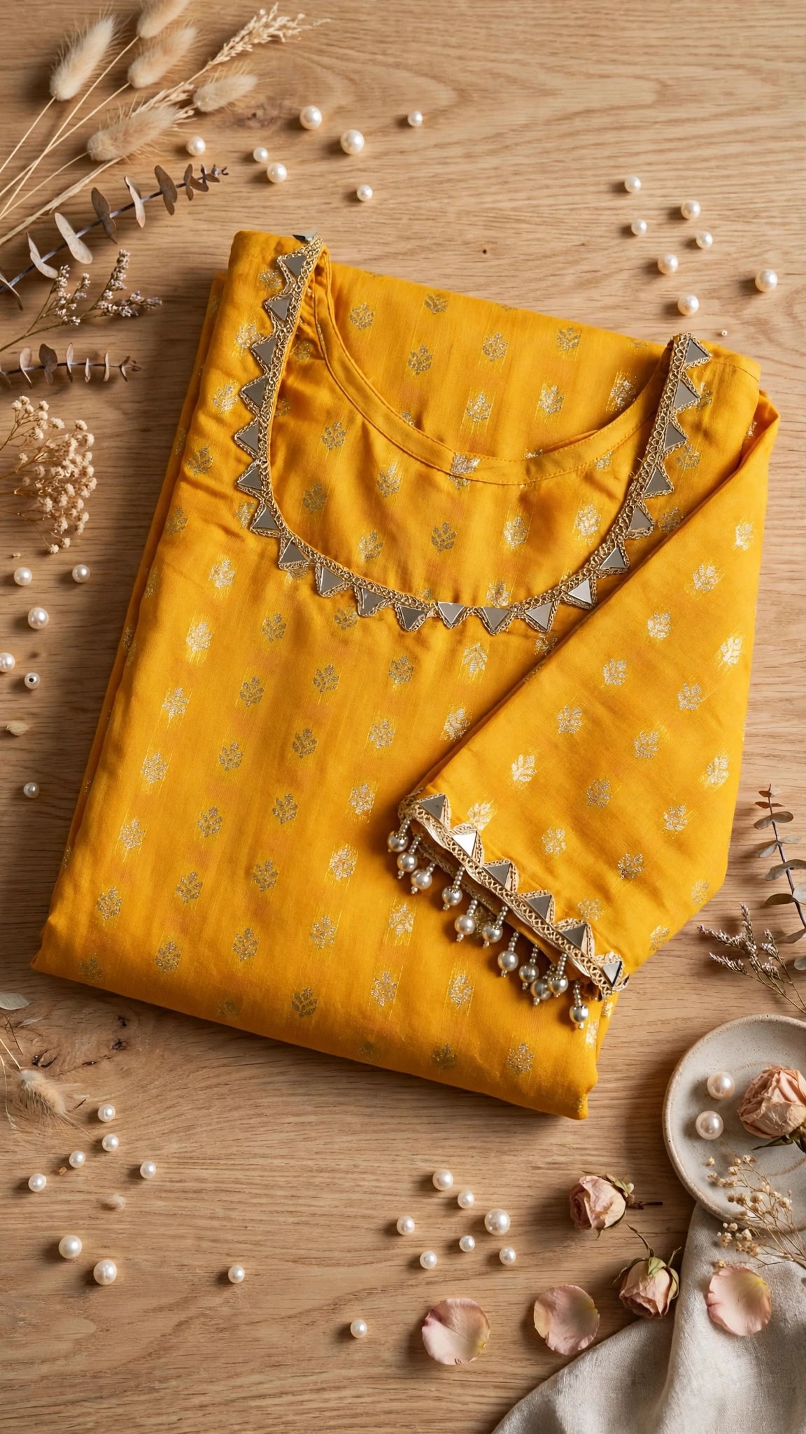 Aurelia Gold & Royal Purple Gota Patti Kurta Set – Available in Mustard Yellow & Royal Purple