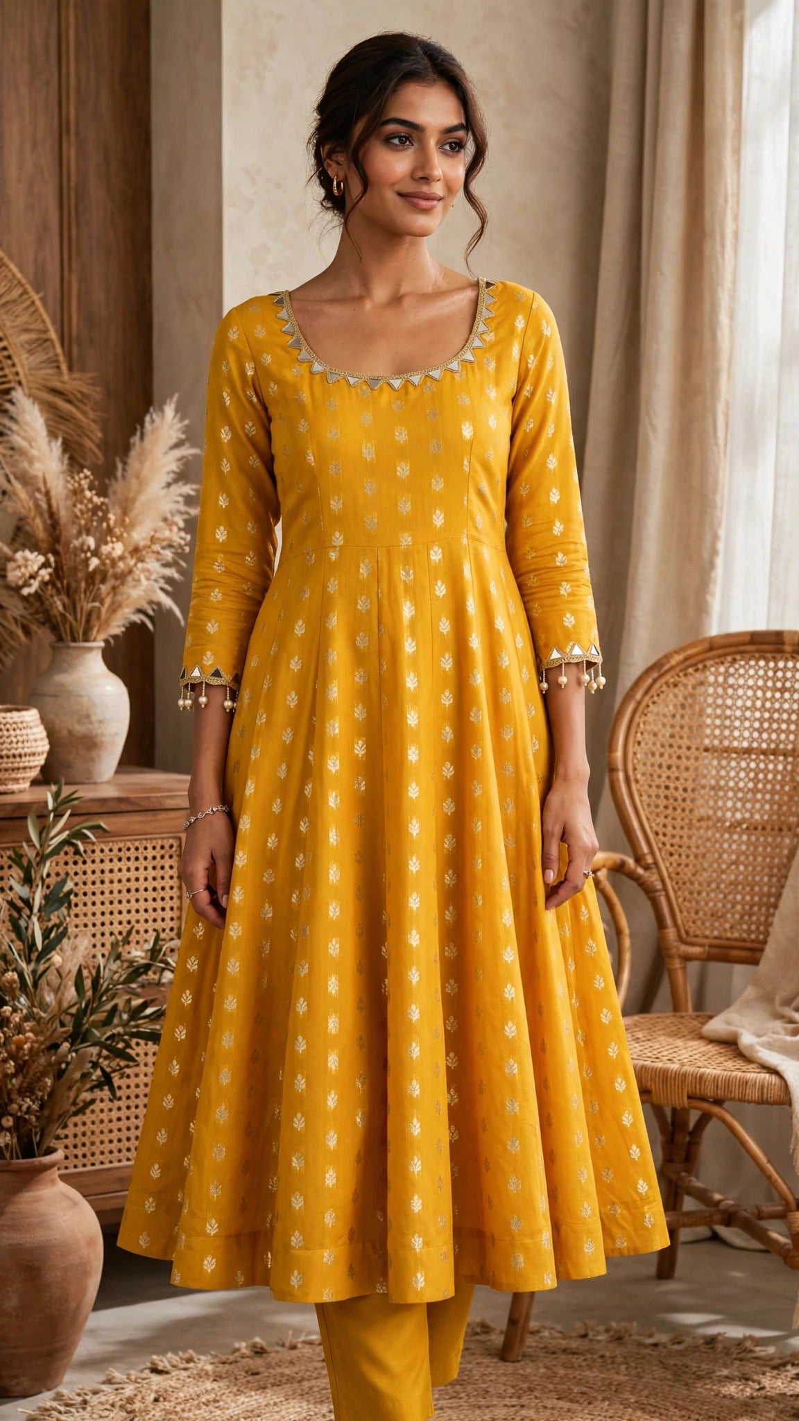 Aurelia Gold & Royal Purple Gota Patti Kurta Set – Available in Mustard Yellow & Royal Purple