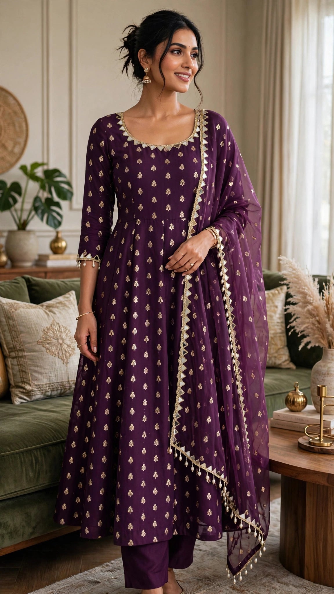 Aurelia Gold & Royal Purple Gota Patti Kurta Set – Available in Mustard Yellow & Royal Purple