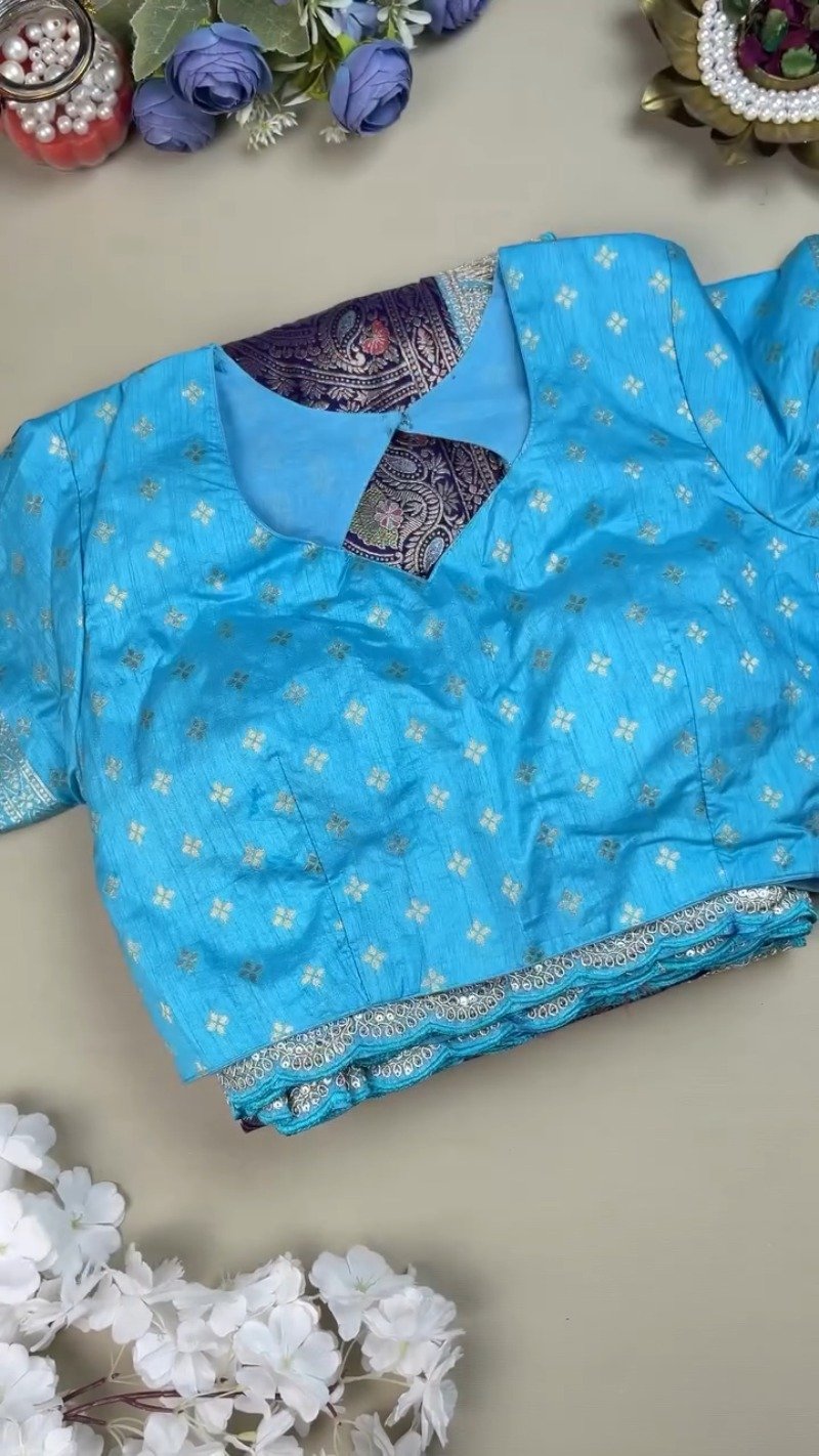 Royal Purple & Azure Blue Banarasi Silk Saree Set – Available in Purple & Blue