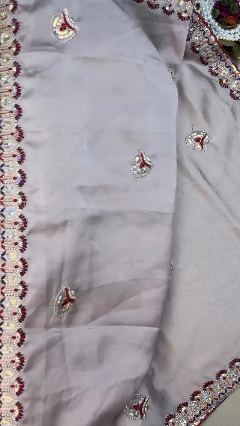 Midnight Crimson Velvet Blouse with Silver Embroidered Saree Set – Available in Classic Crimson & Elegant Silver