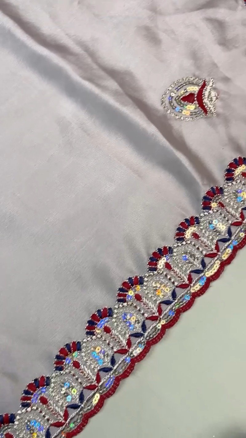 Midnight Crimson Velvet Blouse with Silver Embroidered Saree Set – Available in Classic Crimson & Elegant Silver