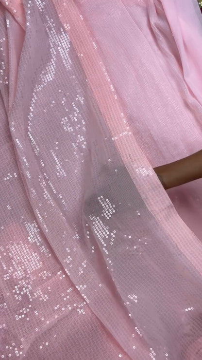 Enchanting Pastel Sequin Embellished Co-ord Set – Available in Baby Pink & Champagne Gold