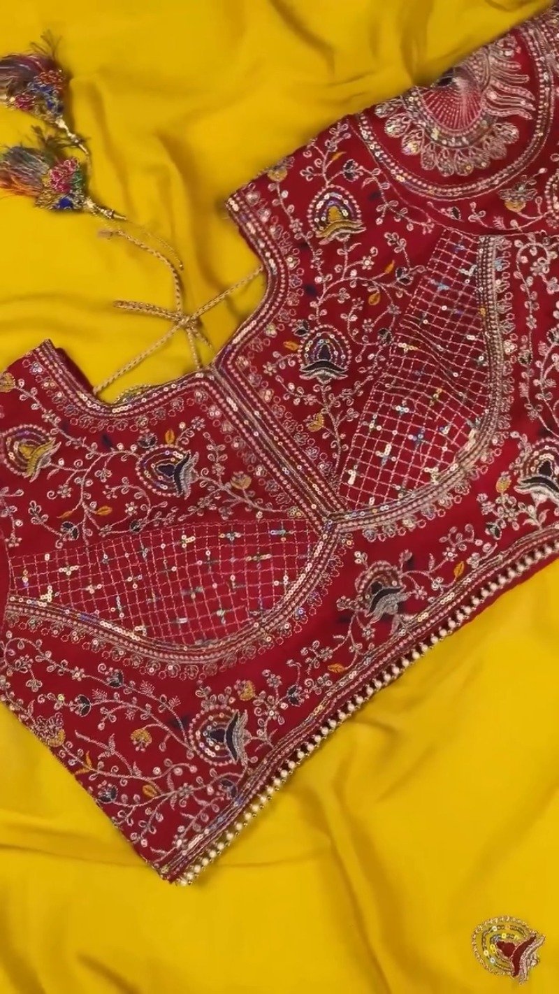 Sunshine Radiance Embroidered Saree with Heavily Embellished Blouse – Available in Radiant Yellow & Deep Red