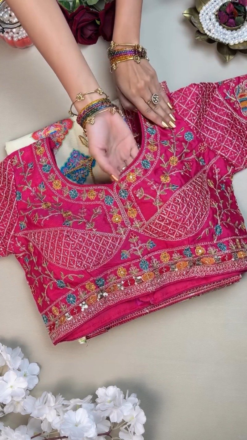 Royal Elephant Motif Embroidered Saree with Heavily Embellished Blouse