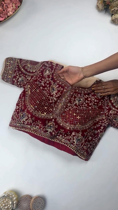 Royal Velvet Embroidered Saree Ensemble – Available in Midnight Blue, Crimson Red, Charcoal Grey, Mustard Yellow, and Champagne Beige