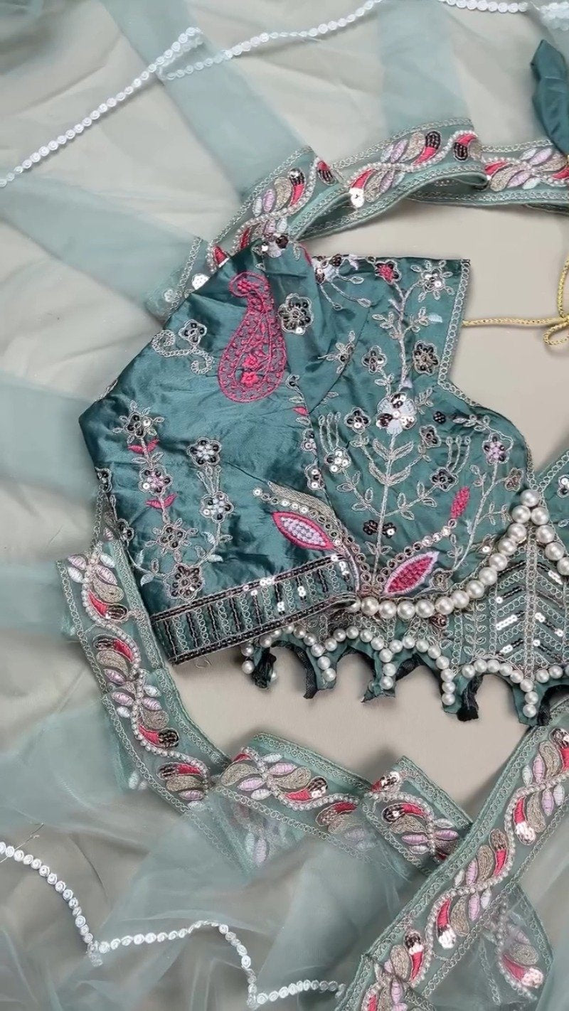 Teal Blue Embroidered Silk Blend Designer Blouse – A Fusion of Tradition & Modern Elegance