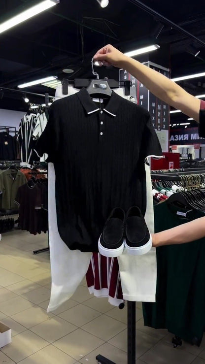 Urban Chic Men's Textured Polo & Trouser Co-ord Set – Available in Black & White