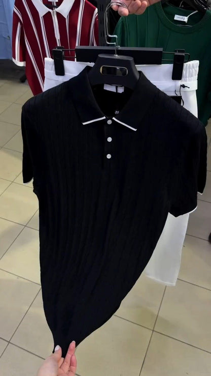 Urban Chic Men's Textured Polo & Trouser Co-ord Set – Available in Black & White