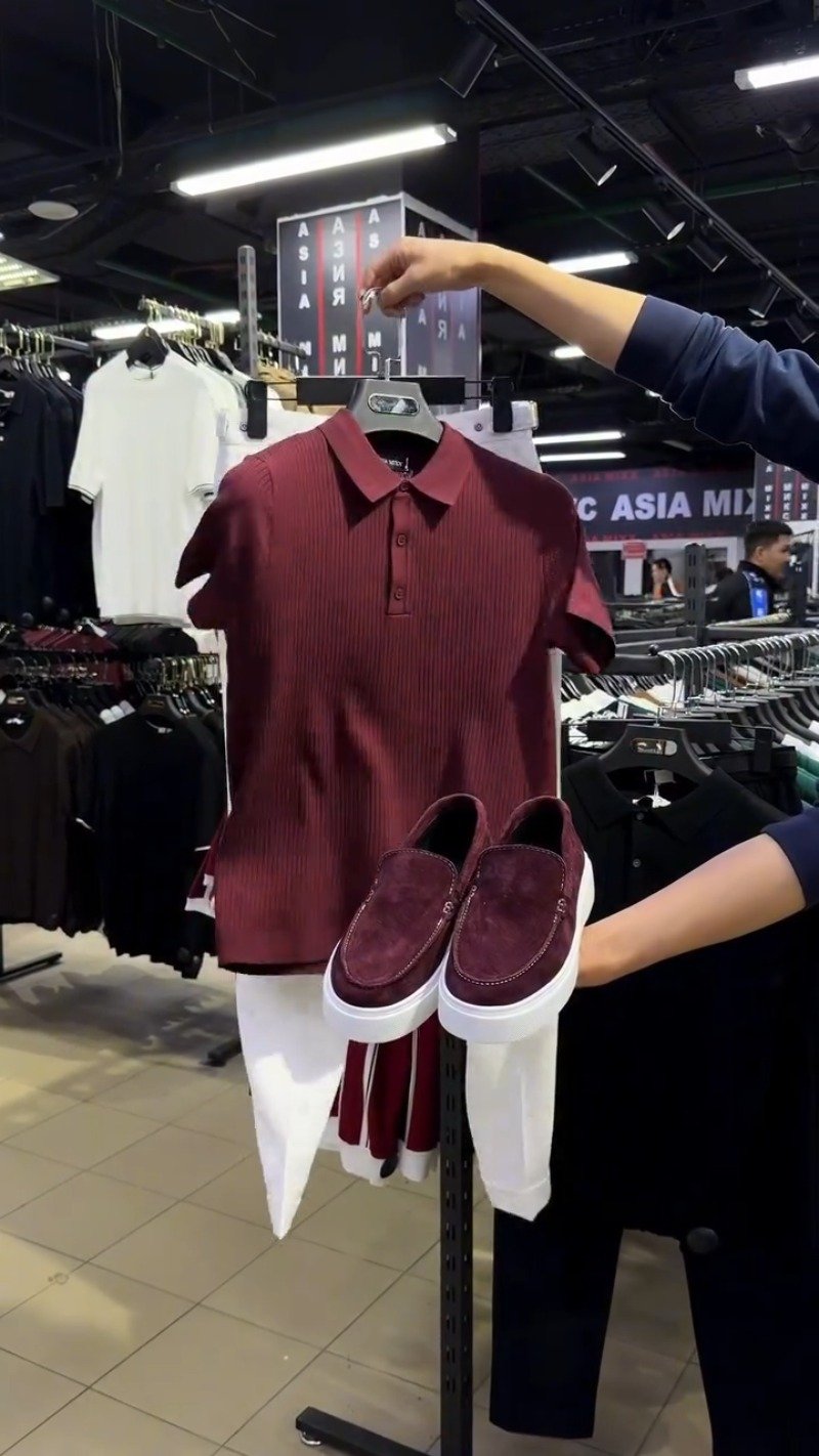 Sophisticated Ribbed Polo and Trouser Ensemble – Available in Burgundy & White