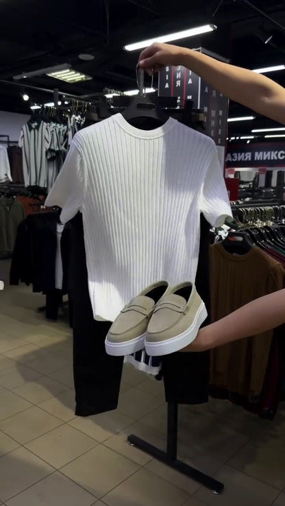 Minimalist Ribbed Knit Ensemble – Available in Burgundy, White, & Navy