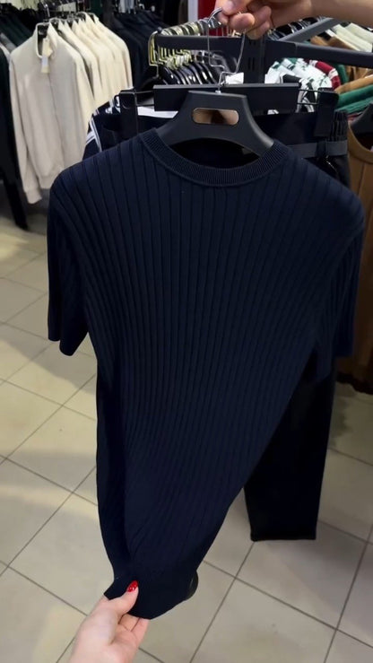Minimalist Ribbed Knit Ensemble – Available in Burgundy, White, & Navy