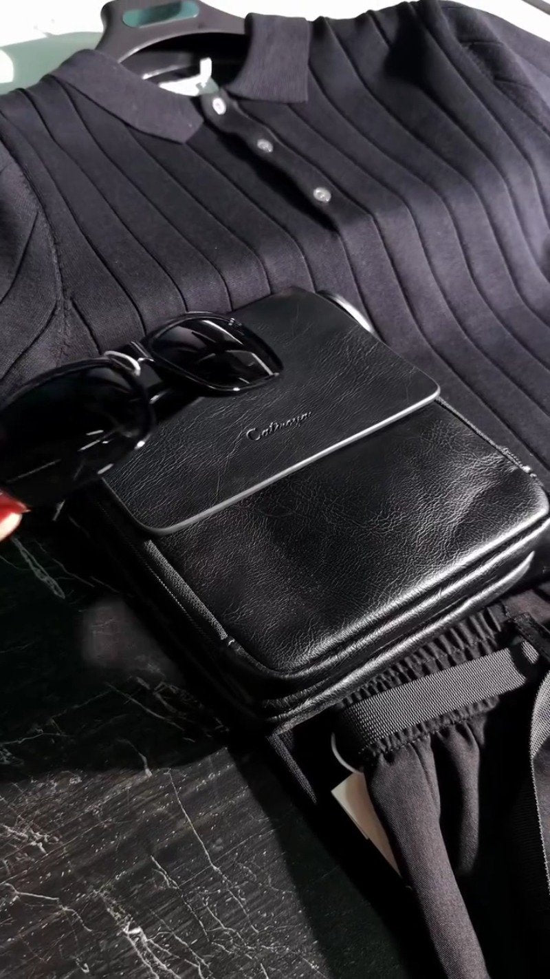 Urban Monochrome Ribbed Polo & Trouser Co-ord Set