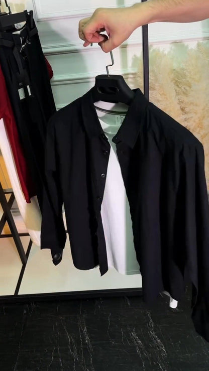 Minimalist Monochromatic Casual Shirt & Trouser Set – Available in Black & White