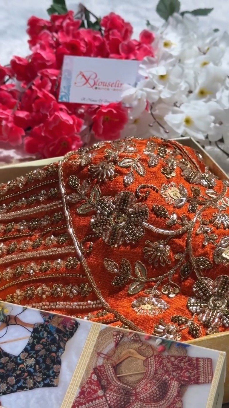 Opulent Hand-Embellished Zardosi Designer Blouse – Available in Red, Purple, Teal & Burnt Orange