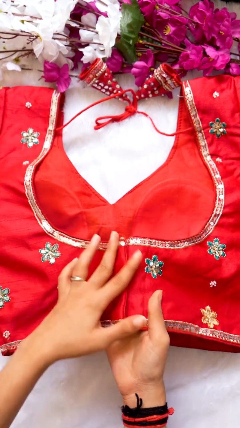 Opulent Hand-Embellished Sequin Blouse – Available in Red, White, Pink, Green & Purple
