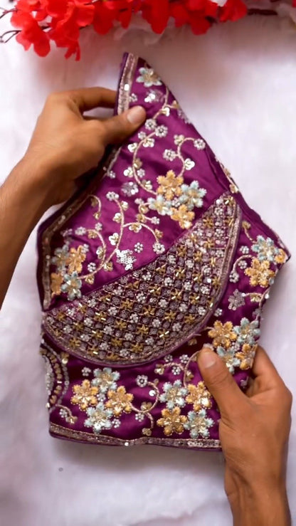 Opulent Hand-Embellished Sequin Blouse – Available in Red, White, Pink, Green & Purple