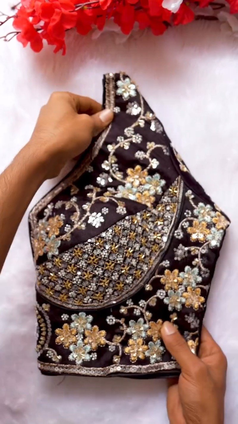 Opulent Hand-Embellished Sequin Blouse – Available in Red, White, Pink, Green & Purple