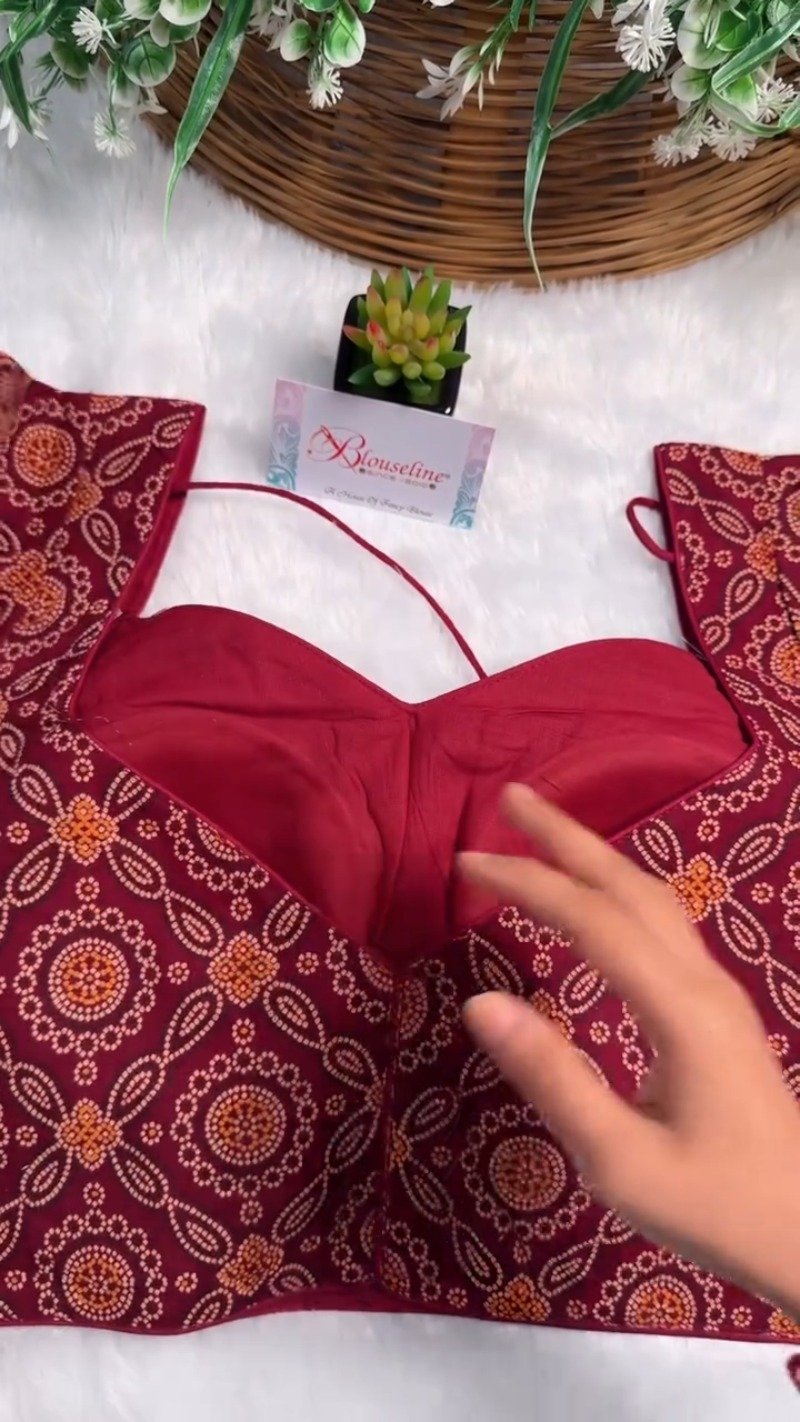 Exquisite Bandhani Print Designer Blouse – Available in Deep Maroon, Mustard Yellow, and Olive Green