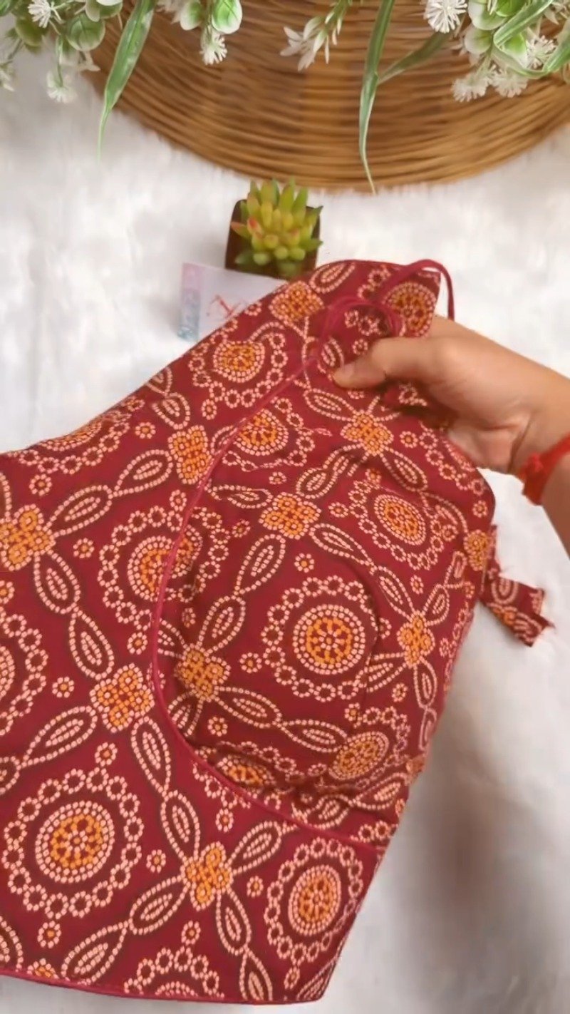Exquisite Bandhani Print Designer Blouse – Available in Deep Maroon, Mustard Yellow, and Olive Green