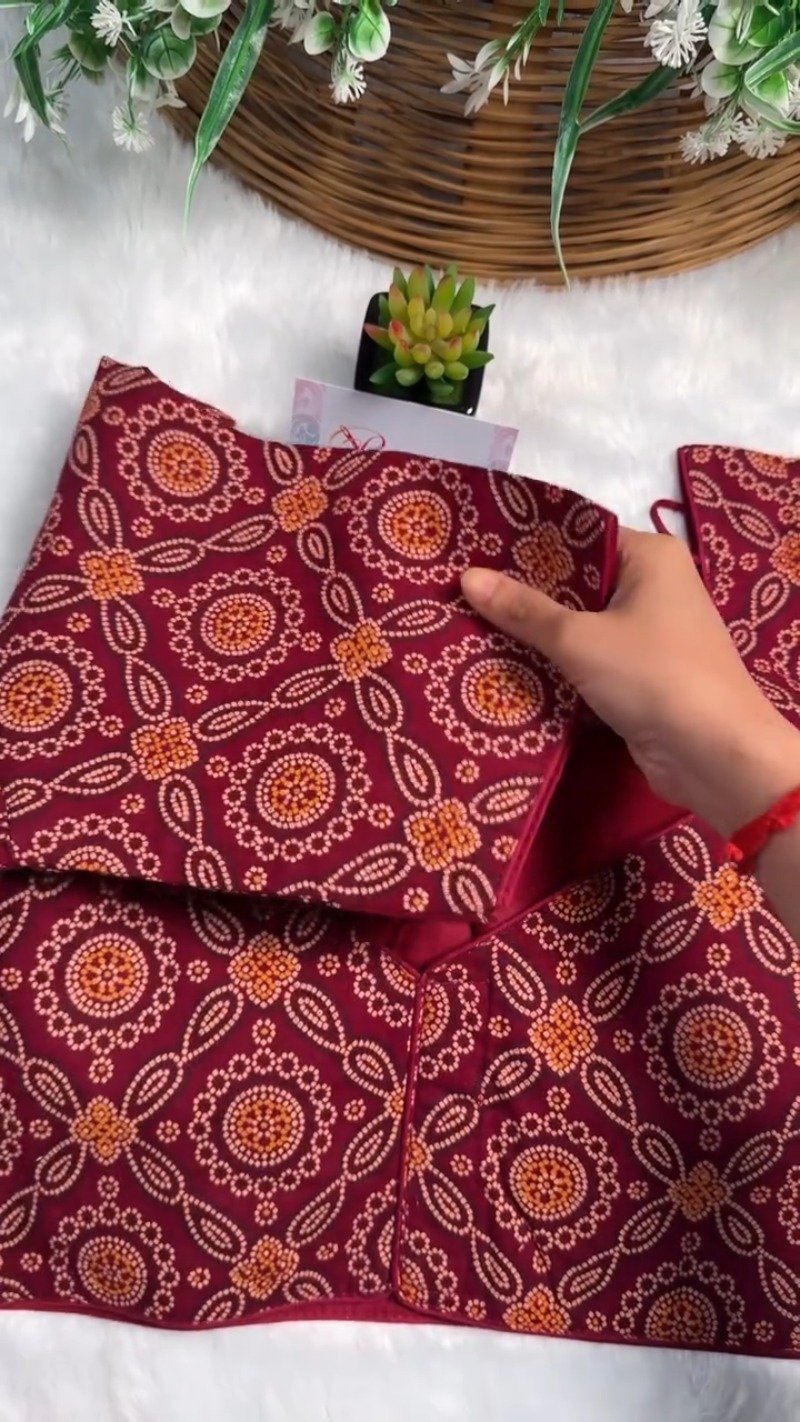 Exquisite Bandhani Print Designer Blouse – Available in Deep Maroon, Mustard Yellow, and Olive Green