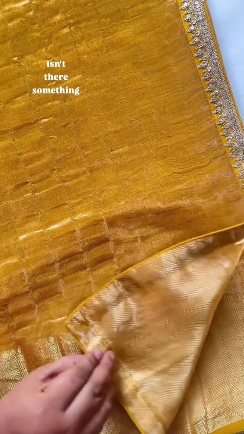 Sun-Kissed Gota Patti Organza Saree – A Masterpiece of Traditional Grace