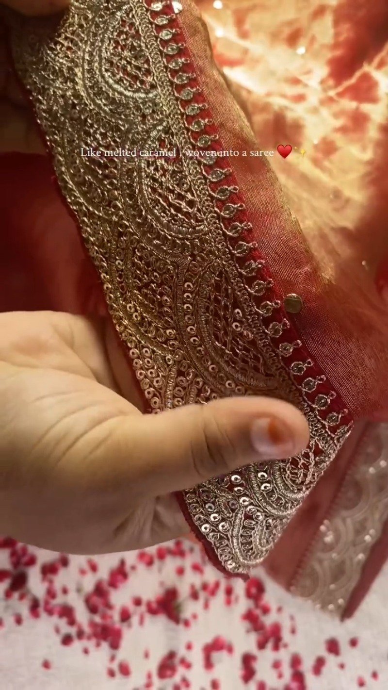 Radiant Crimson Silk Embellished Saree – A Masterpiece of Festive Elegance