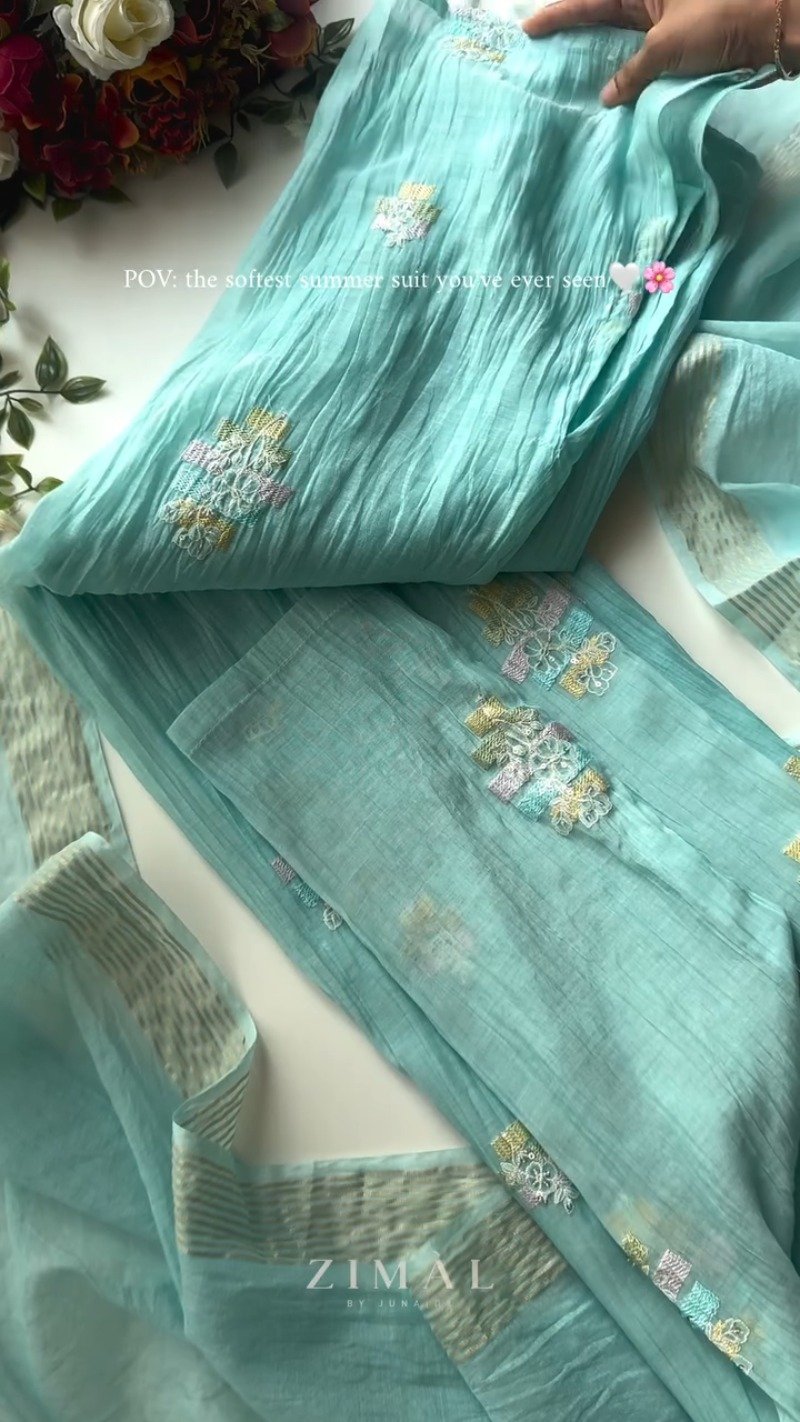 Aura Turquoise Embellished Summer Kurta Set
