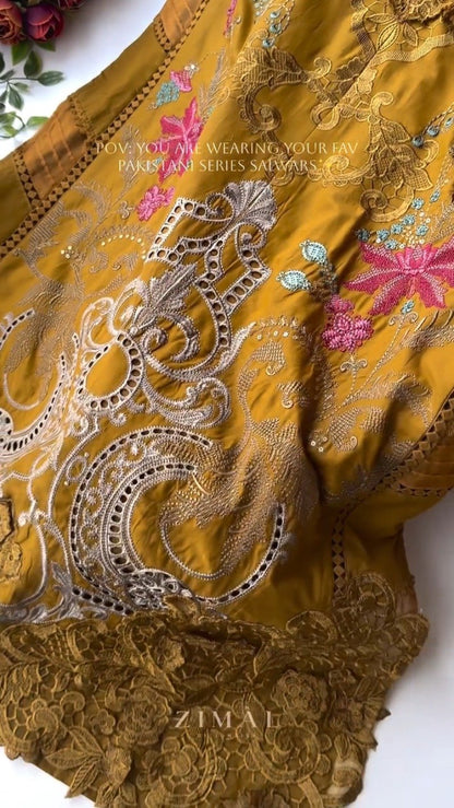Timeless Pakistani-Inspired Embroidered Kurta Set – Available in Mustard & Black