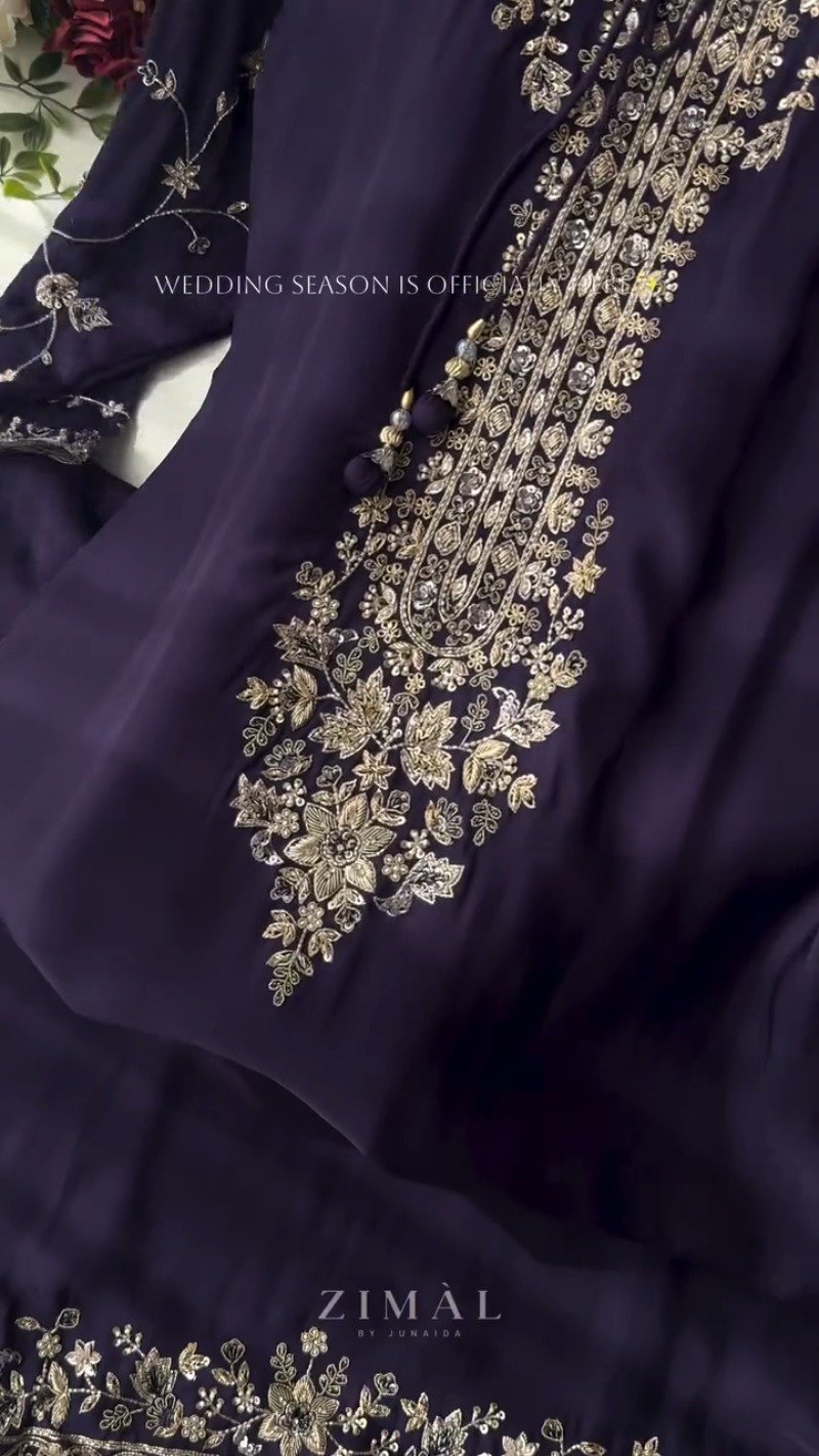 Midnight & Berry Hand-Embellished Velvet Kurta Set – Available in Midnight Black & Deep Berry