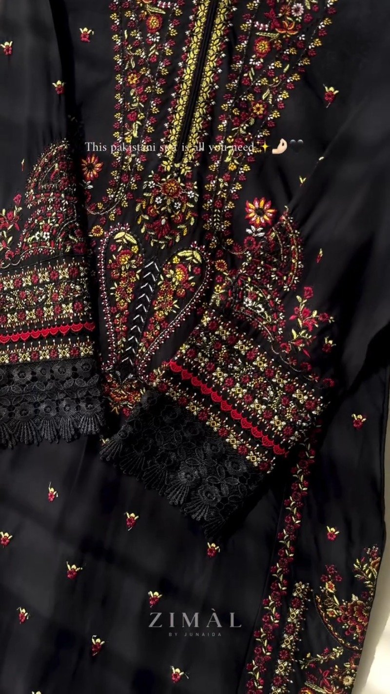 Midnight Noir Embroidered Ethnic Kurta Set