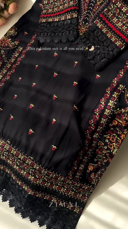 Midnight Noir Embroidered Ethnic Kurta Set