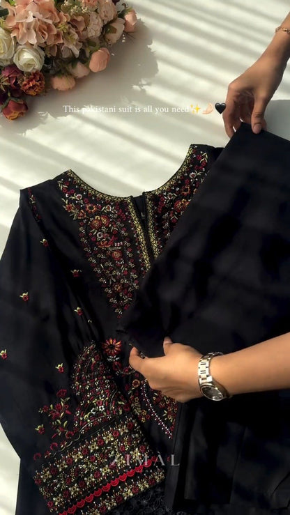 Midnight Noir Embroidered Ethnic Kurta Set